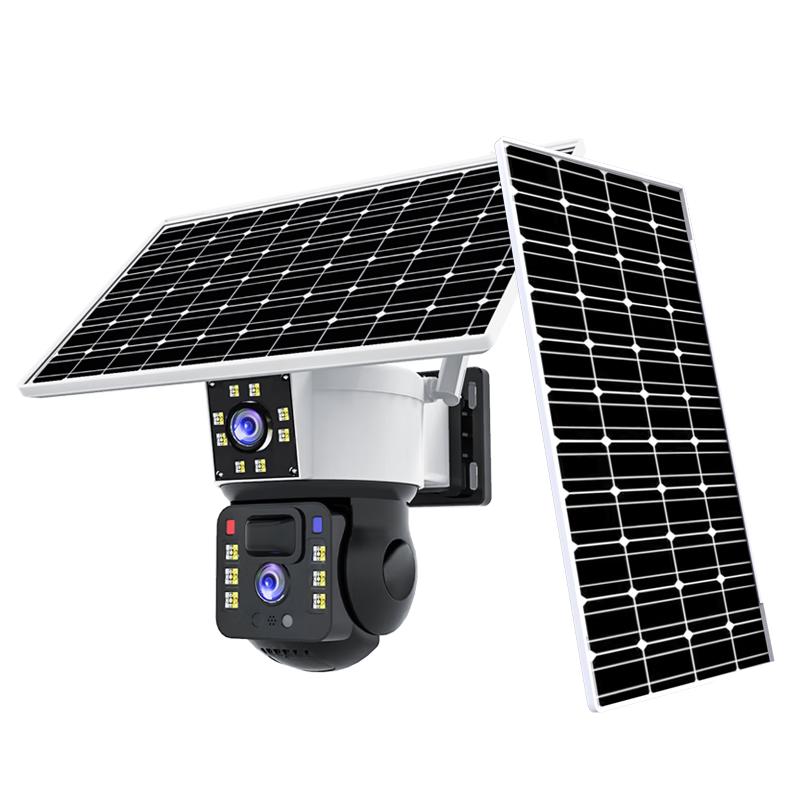 网络眼4g免费流量太阳能摄像头室外无电无网农村户外手机远程高清无线监控器家用360度无死角带夜视全景 【太阳能4G版】双画面+免流量无需充值+64G