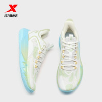 XTEP特步篮球鞋男夏季外场利器实战耐磨球鞋976219120003 帆白/果冻绿/浅碧波蓝 45