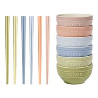 珐宝（staub）陶瓷马卡龙色系餐具家用饭碗六角筷小碗家用汤面碗多用碗筷套装