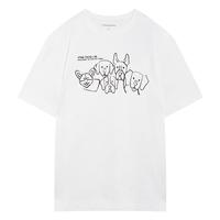 美特斯邦威T恤男2025夏休闲宽松印花T恤纯棉舒适透气短袖男 雪白色 L 175 96A