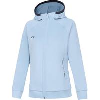 李宁(LI-NING)外套女款开衫卫衣春季休闲连帽上衣百搭运动服 净空蓝 S