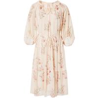 红袖 甜美碎花连衣裙夏季2024女装灯笼袖吊带雪纺裙 粉底花657 S