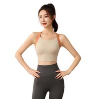 猫人运动内衣防震高强度前拉链瑜伽文胸防下垂运动普拉提可外穿背心女 卡其色 XL（70-85kg）