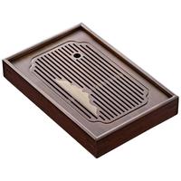 尚言坊茶盘家用竹制小型储水式沥水干泡茶台简易功夫茶具托盘 竹制景物茶盘35x23cm