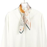 达芬奇密码 纯真丝漫画风浪漫小方巾女春夏丝巾 多彩抽象画 米色