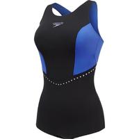 速比涛(Speedo)泳衣女电气矩阵黑标Hero5.0鲨鱼皮竞速温泉平角连体泳衣 黑/蓝 36 L (高165-170cm,重58-64kg)