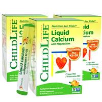 ChildLife童年时光钙镁锌小绿钙婴儿钙液体柠檬酸乳钙K2D3 6个月+ 30条*3盒