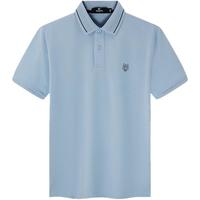 七匹狼【丝光棉】短袖POLO衫2025夏季狼头翻领通勤休闲男款体恤 113(浅蓝) M 165/84A