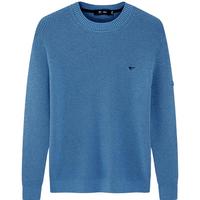 七匹狼【100%纯羊毛】羊毛衫男装休闲圆领厚毛衫舒适男士毛衣上衣 112(中蓝) 2XL 180/96A