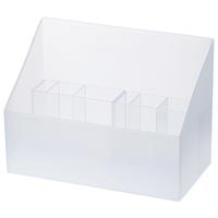 日本霜山镜柜化妆品收纳盒护肤品塑料整理盒桌面置物架透明储物盒 单个装-含2个分隔盒(16.4*8.5*12cm)