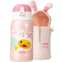 膳魔师保温杯小儿童开学必备吸管杯女士水壶含杯套550ml粉兔 小黄鸭吸管杯 粉 550ml