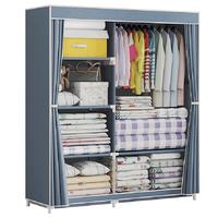 蜗家 布衣柜简易衣柜加粗防尘双人租房宿舍卧室组装收纳衣服柜储物柜 1321银灰色【长90CM】