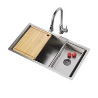 普乐美厨房水槽大单槽洗菜盆一体盆304不锈钢洗碗槽洗菜池台上台下盆 宽边680*460 | 不含龙头