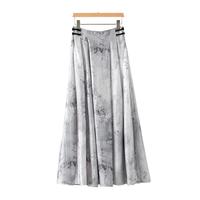 晚白2025春季天丝亚麻莱赛尔减龄晕染印花仙女裙浪漫风情雪纺半身裙 花色 S