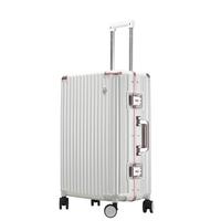 CaptainTony行李箱女pc铝框拉杆箱男商务小型旅行登机箱万向轮密码箱 冰川蓝卡扣 26英寸 -适合出国旅行 26寸-适合出国旅行