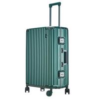 CaptainTony行李箱女pc铝框拉杆箱男商务小型旅行登机箱万向轮密码箱 暗夜绿卡扣 20英寸 -国际标准登机箱 20寸-国际标准登机箱