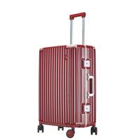 CaptainTony行李箱女pc铝框拉杆箱男商务小型旅行登机箱万向轮密码箱 胭脂红卡扣 22英寸 -托运箱 22寸-托运箱