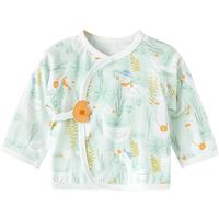 微狮牧尼初生婴儿半背衣夏季薄款0-3月宝宝纯棉新生儿单件上衣服 翠绿色