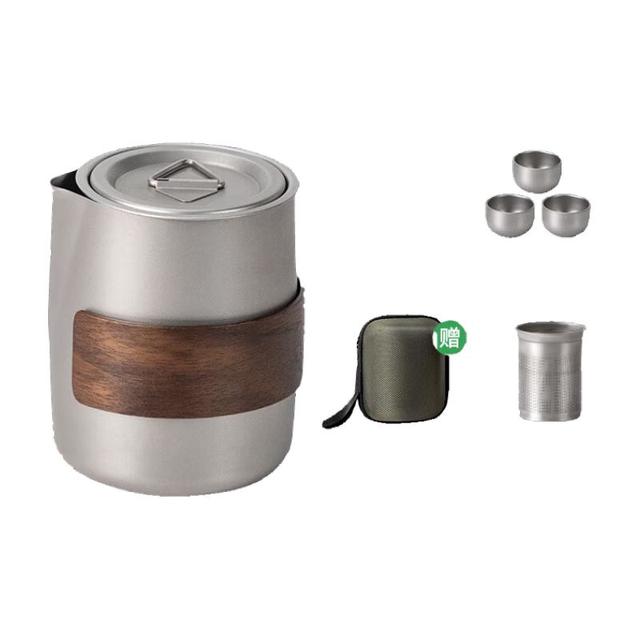 移动端、京东百亿补贴：探险者 TAN XIAN ZHE）户外茶具钛茶旅行茶具 泡茶|滤茶器+杯*3+包