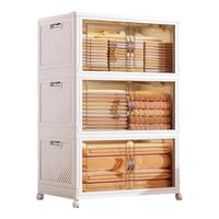 懒人空间轻奢收纳柜大容量多层客厅储物柜玩具收纳箱折叠包包置物架展示柜 45CM轻奢高透柜 三层 京配/ 送货上楼 大货无忧