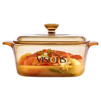 康宁(VISIONS)晶彩透明玻璃锅1L方锅耐高温宝宝辅食锅明火直烧烧烘焙方型锅具 1L方锅 16.7cm