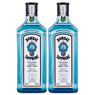 孟买行货蓝宝石金酒 毡酒 琴酒 英国原瓶 孟买蓝宝石双支装 750mL 2瓶