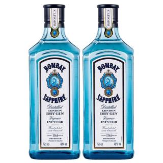 孟买行货蓝宝石金酒 毡酒 琴酒 英国原瓶 孟买蓝宝石双支装 750mL 2瓶