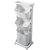 傲家 特大号脏衣篮家用脏衣服收纳筐多层放衣物置物架北欧浴室脏衣篓 3层款【带滚轮】 加厚/大容量