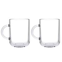 【2只装】咖啡杯钢化玻璃早餐杯水杯家用耐热带把牛奶杯
