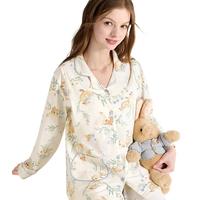 雅特茂免穿文胸纯棉月子服春夏产后睡衣产妇待产喂奶哺乳衣家居服 免穿文胸·透气纯棉-鸭鸭花语 M