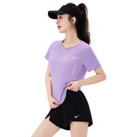 瑜伽服女上衣高级感瑜伽短袖圆领修身跑步上衣可外穿运动短袖