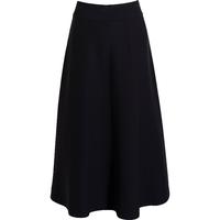 黑色毛织半身裙春秋款A字挺括复古收腰显瘦裙子女