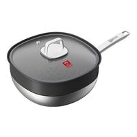 康巴赫有钛四方炒锅无涂层不粘锅方形炒菜锅微压易清洁电磁炉燃气灶通用 【配蒸笼+铲】有钛四方炒锅 32cm