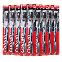 Colgate高露洁牙刷软毛含炭成人手动男士女士家庭套装 细毛护龈牙刷 9支 （颜色）