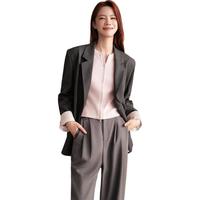 森马 Semir外套女中长款盘扣国潮高街宽松春秋拼接休闲西服107624111001 XS