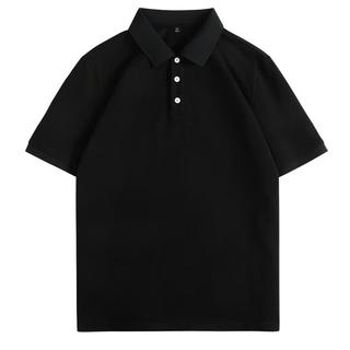 GENIOLAMODEpolo衫男士短袖t恤夏季潮牌简约休闲纯色百搭翻领上衣 黑色 XL  XL /180(140-160斤)