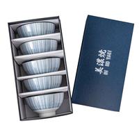 美浓烧（Mino Yaki）陶瓷碗具家用釉下彩细十草5英寸饭碗5件套礼盒装