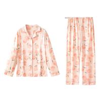 sohiwoo月子服春夏款产后睡衣四季可穿纯棉哺乳家居服女 蜜桃印花套装 M
