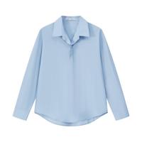 VEGA CHANG【莱赛尔】蓝色衬衫女2025年春季法式V领通勤上衣 日光蓝 S