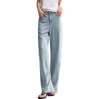 森马 Semir牛仔裤女松紧腰长裤复古夏舒适凉感显瘦阔腿裤103324124003A 2XL 牛仔浅中蓝88601