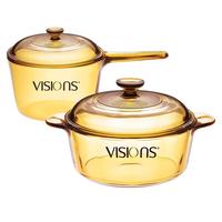 VISIONS康宁2.25L汤锅+1.6L单柄奶锅玻璃锅锅具套装 VS22+VSP16 锅具套装