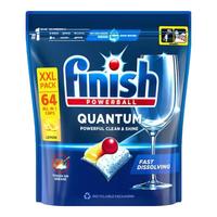 finish 洗碗凝珠洗碗块洗碗机清洁剂三合一清洗洗碗粉盐剂 量子洗碗凝珠64颗柠檬味