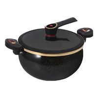 哥思顿微压珐琅汤锅8L多功能微压力锅家用防溢无涂层汤锅电磁炉明火通用 黑色 26cm 8L