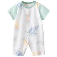 贝肽斯婴儿衣服夏季宝宝连体衣纯棉新生儿薄款哈衣爬服短袖睡衣 小象66 纯棉宝宝短袖连体衣-安哥拉小象 66cm 【身高59-66cm】