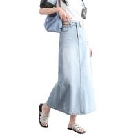 【休闲时尚复古牛仔半身裙】秋冬季款高腰显瘦A字长裙