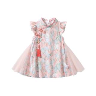 凡猎 女童连衣裙夏装2025儿童公主裙旗袍汉服宝宝周岁礼服夏季