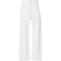 红袖白色牛仔裤夏季2024女装新疆棉高腰一粒扣垂感显瘦老爹直筒裤 米白004 XL