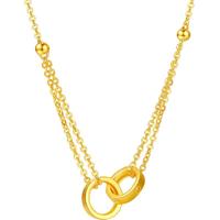 周六福黄金项链女时尚双环足金999黄金链坠 A0611857 约7.42g 40+5cm 