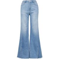 VEROMODA牛仔裤女2025夏季纽扣腰头流苏开衩裤脚微喇裤时尚百搭 浅牛仔蓝色 L