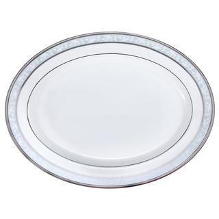 NORITAKE则武 BRUNSWICK日式田园风盘子西餐盘创意餐具家用个性 PLATINUM 椭圆盘34.5cm